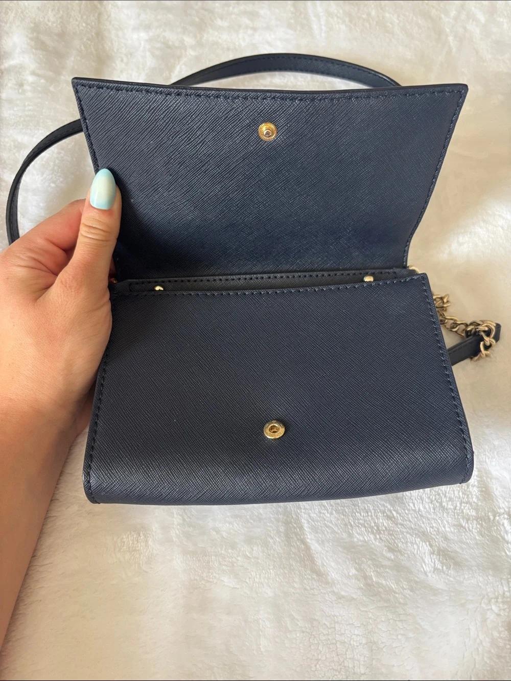 Kate Spade Navy Crossbody Bag with Gold Chain